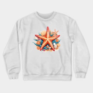 Orange Starfish Crewneck Sweatshirt